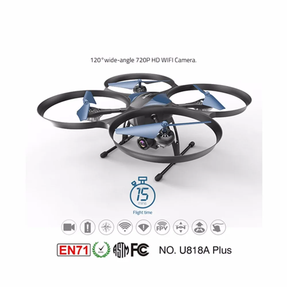 Quadcopter with optical image stabilization HD FPV camera 1280 x 720P UDI U818A-Plus WIFI Highly stable Quadcopter