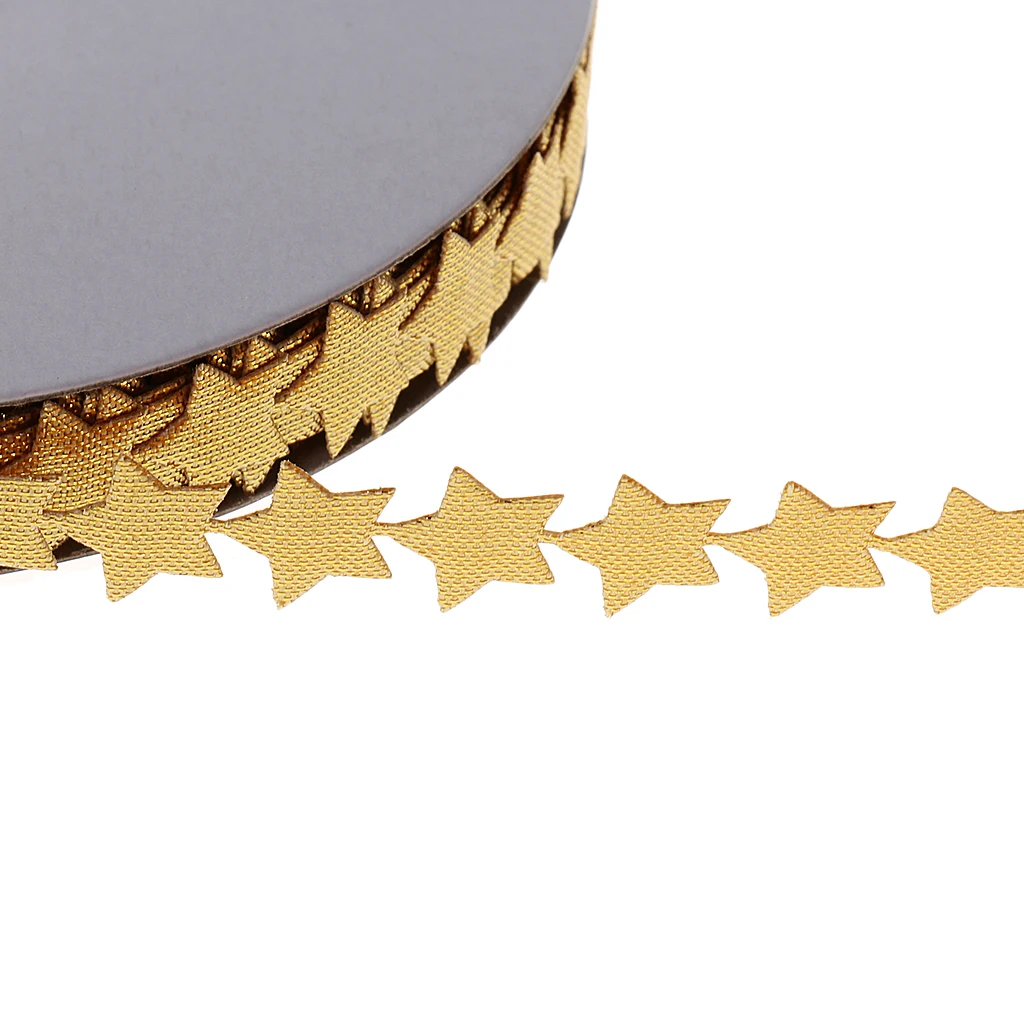 20Yard Lace Trim Embellishmenst Star Ribbon DIY Craft 1.3cm Wide Gold Festival Christmas