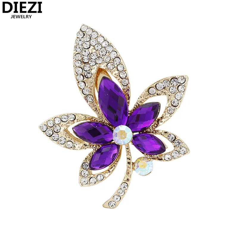 

DIEZI Fashion Korean Bouquet Brooch Wedding Flower Crystal Rhinestone Jewelry Bride Brooch Pins Women Brooch Accessories