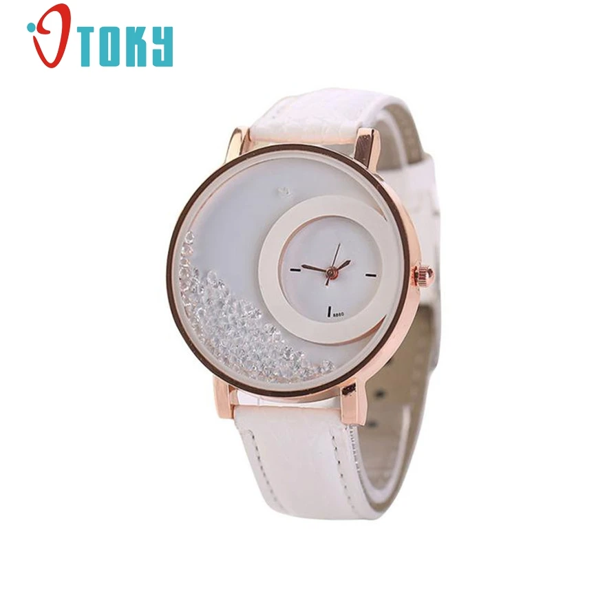 

OTOKY Bracelet Watches Woman fashion Faux Leather Quicksand Rhinestone Quartz dress Wristwatch Watch #30 gift 1pc