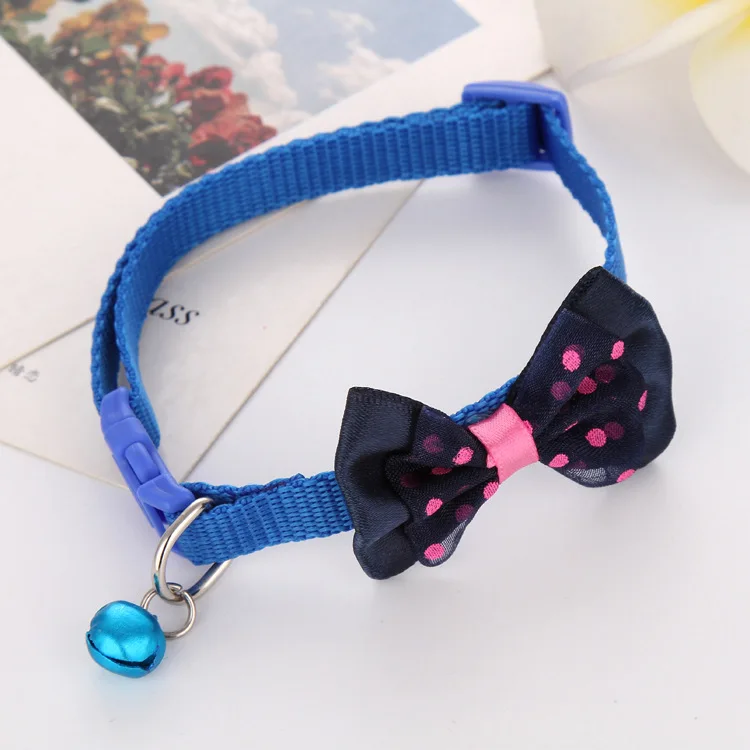 2019new Puppy Adjustable Pet Collar Cute Bowknot Necktie Dog Cat Nylon Bell Kitten Bow Tie Collar - Цвет: 03