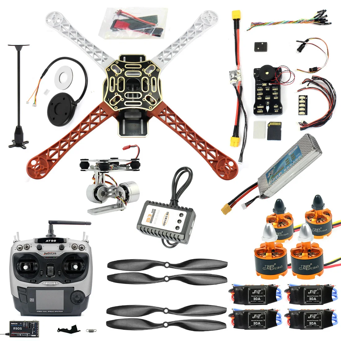 Квадрокоптер FPV F450 4 оси рама PXI PX4 контроль полета 920KV двигатель GPS AT9S
