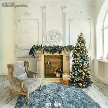 

10ft vinyl print white 3D Xmas tree hall photography backdrops for kids & family photo studio portrait backgrounds ST-595