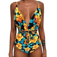 Summer Women's Sexy V-neck One-piece Bikini Padded Push-Up Bra Bandage Swimsuit Beachwear Swimwear Print Bathing Suit For Ladies Summer Women's Sexy V-neck One-piece Bikini Padded Push-Up Bra Bandage Swimsuit Beachwear Swimwear Print Bathing Suit For Ladies