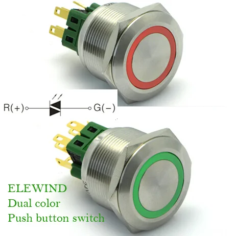 

ELEWIND 25mm 12V dual led color Metal Switch Push Button (PM251F-22E/R-G/12V/S)