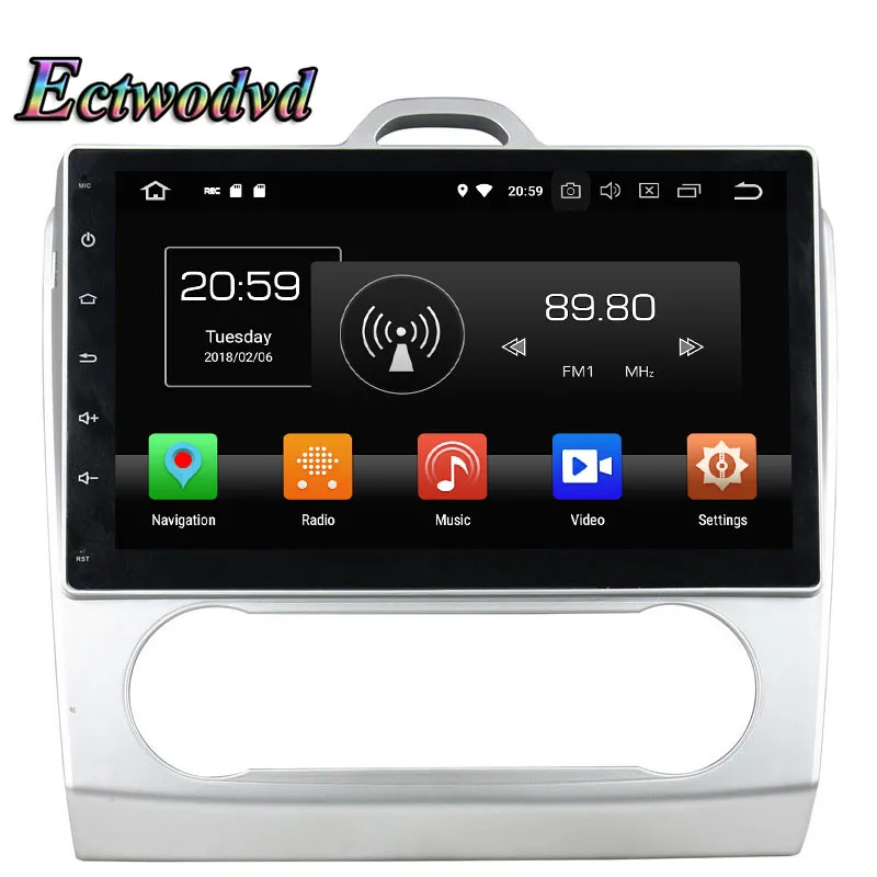 Perfect Ectwodvd Octa Core 4G RAM 64G ROM Android 9.0 Car Multimedia DVD Player GPS HeadUnit for Ford Focus 2007 2008 2009 2010 2011 AT 0