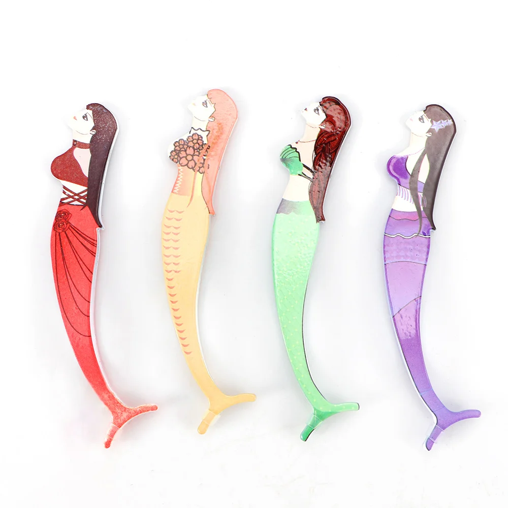 

4 Color False Eyelash Clip Mermaid Pattern Beauty Assistant Tool Eyelash Curler Tongs Auxiliary Lash Lift Silicone Pads Handle