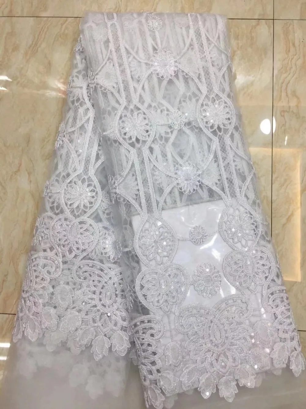 

French lace fabric 5yds/pce dhl sequins embroidery white fabrics women gorgeous luxury bright lagos naija wedding dress 2019 new