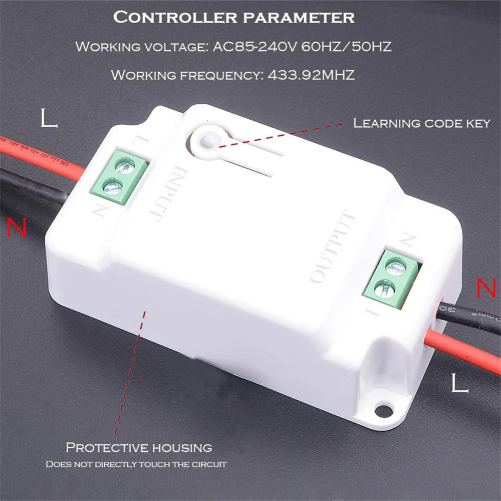 SKU 433Mhz Wireless RF Remote Control Switch AC 110V 220V Receiver Wall Panel Transmitter Hall Bedroom Ceiling Lights Wall Lamps 1 gang 1 Controller white 2