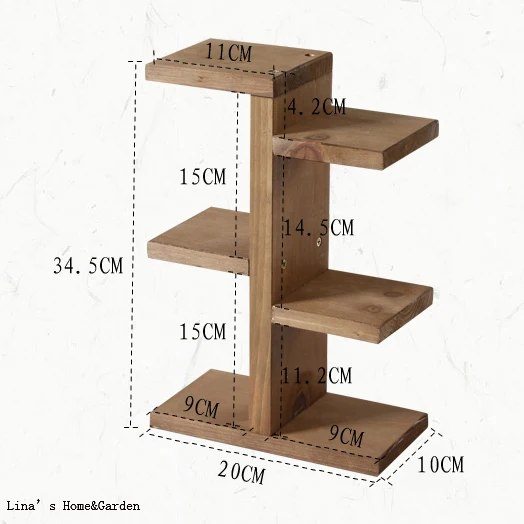tabletop standing 3 tier mini solid wood shelf display (3)