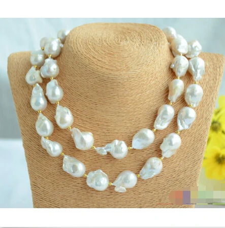 

P4872 32" 20mm WHITE BAROQUE KESHI REBORN PEARL NECKLACE ^^^@^Noble style Natural Fine jewe FREE SHIPPING