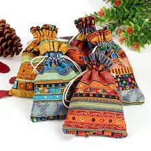 10 шт. упаковка для ювелирных изделий, свадебный подарочный мешочек, тканевый мешок на шнурке для рождественской вечеринки, подарочные пакеты и сумки 9,5*12 см