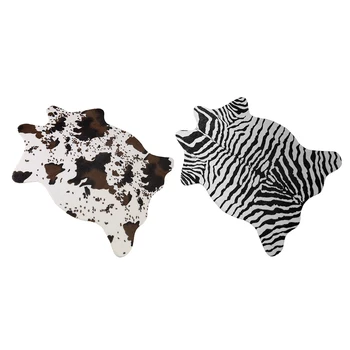 

110*75cm 3D Printed Carpet Velvet Imitation Leather Rugs Cowhide Animal Skins Natural Shape Carpets Decoration Mats Wholesale