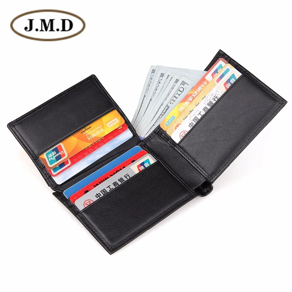 

J.M.D High Quality Genuine Leather Billfold Wallet Designer Black ID Card Holder R-8146A