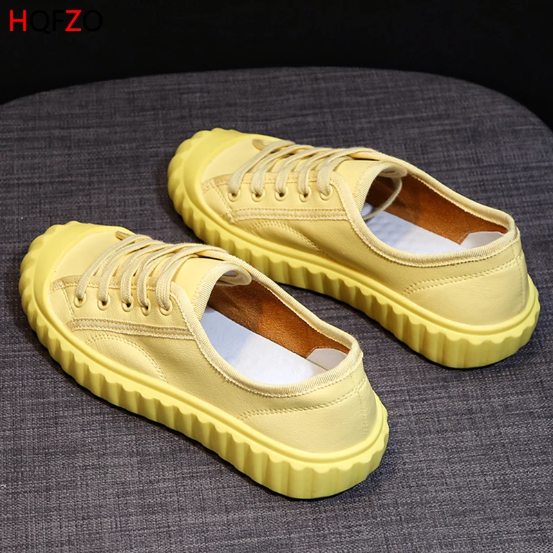 

HQFZO Woman Vulcanize Platform PU Leather Sneaker Thick Bottom Lady Casual Student Shoes Zapatillas Mujer