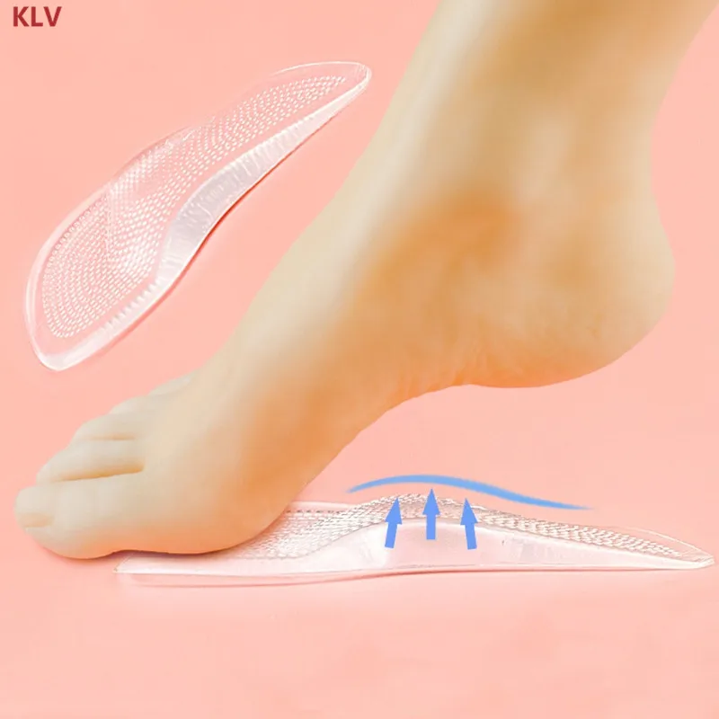 KLV силиконовый гель эластичный Невидимый каблук Pad облегчение боли амортизирующие стельки для мужчин женщин