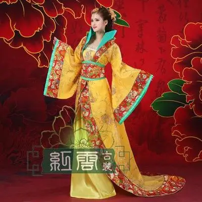 Качественный красивый женский древний костюм Китайский народный танец сценическая одежда традиционные костюмы платье Hanfu свадебная одежда