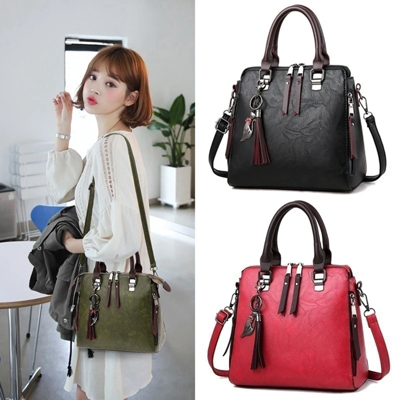 

Vintage Messenger Bags Totes Leather Ladies Designer Handbags High Quality Tassel Crossbody Shoulder Bag Boston Hand Bags