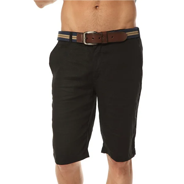 100 Linen shorts men summer casual mens shorts fashion solid men short