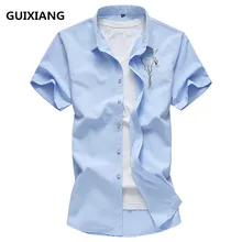 Летние мужские рубашки с короткими рукавами и цветочным принтом, мужские рубашки с вышивкой, брендовая одежда, повседневная рубашка, Мужские размеры M-7XL