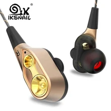 IKSNAIL New Double Unit Drive In Ear font b Phones b font Bass Subwoofer Earpods For