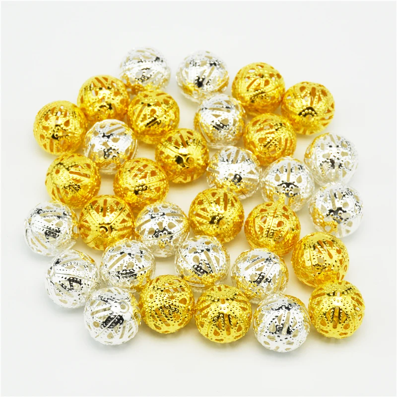 Spacers Round Gold Silver Color Space Acrylic Loose Hollow Beads Charms
