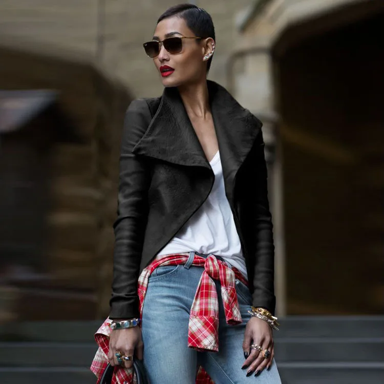 New Fashion Street Women's Short Washed PU Leather Jacket Zipper New Ladies high Quality white black coats winter 2018