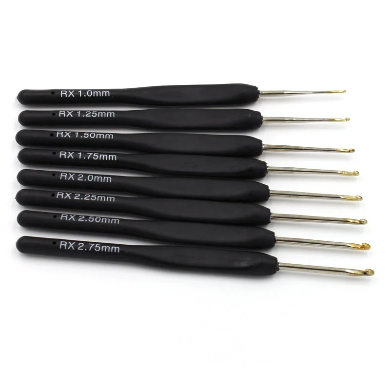 8Pcs / set Black Knitting Needles Plastic Handle Crochet hooks for Knit DIY Craft Loom Tool Weaving Kit Braid