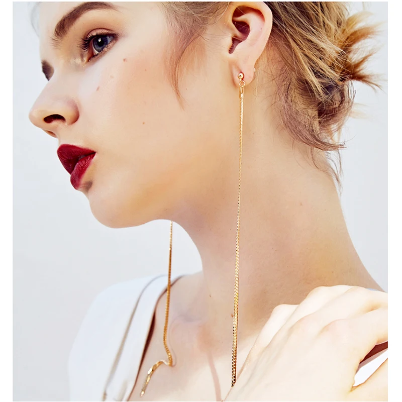 

AE-CANFLY Attractive Extra Long Chain Tassel Earring Temperament Dangle Drop Earring pendientes Nice Party Ear Jewelry
