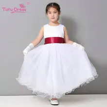 Flower Girl Dresses Wedding Easter Junior Bridesmaid White Curl Princess Girl Dress