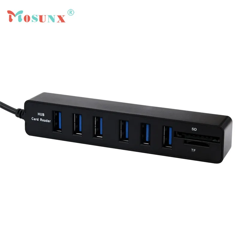 Устройство для чтения карт Mosunx 1 м 2 в USB 0 + супер скорость 6 портов разветвитель