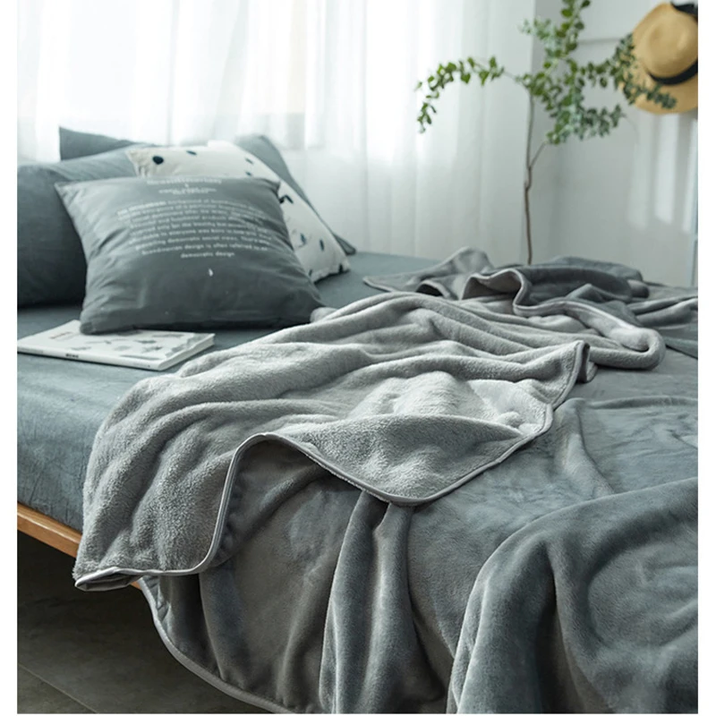 

Flannel Solid Color Blanket Bedding Autumn/Winter Use Warm Soft Blankets Throw on Sofa/Bed/ Travel Patchwork Solid Bedspread New