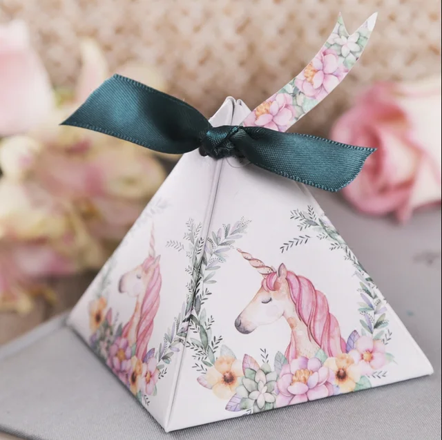 30 Pcs Unicorn Triangular Pyramid Wedding Favors Candy Bo 30 Pcs Unicorn Triangular Pyramid Wedding Favors Candy Bo Oniera Party Gift Box Chocolate With