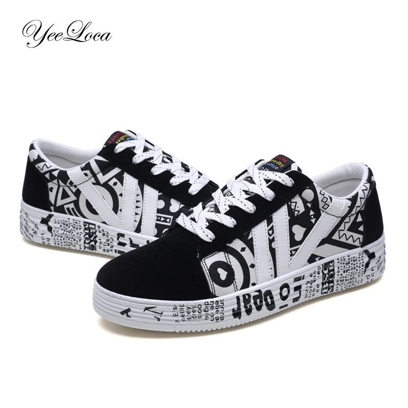 

Fashion Vulcanized Shoes Women Sneakers Ladies Lace-up Casual Shoes Breathable Walking Canvas Shoes Graffiti Flat 2019 Spring