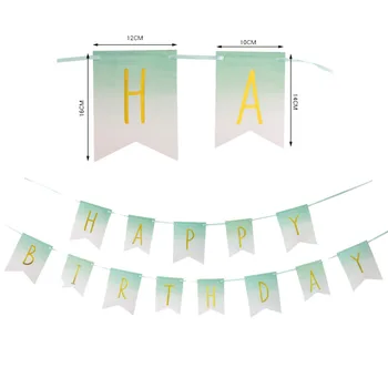 

Gold Foil Ombre Mint Green Happy Birthday Banner Swallowtail Paper Bunting Garland Photo Props Kids Birthday Party Decorations