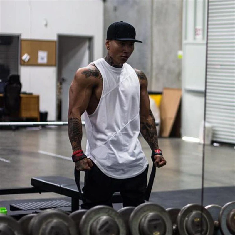 

Muscleguys Bodybuilding Clothing Brand Fitness Stringer Tank Top Men Gyms Tanktop Singlet Sportswear Sleeveless Shirt Solid Vest