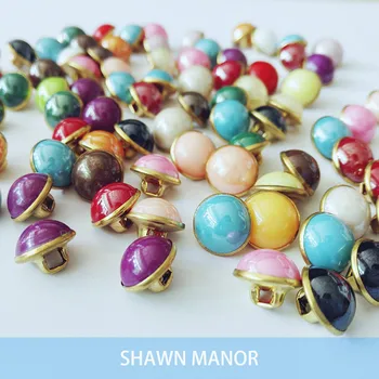 

Wholesale 100PCS Mixed Candy Color Metal Imitation Pearl Buttons Luxury Shirt Botones For DIY Sewing