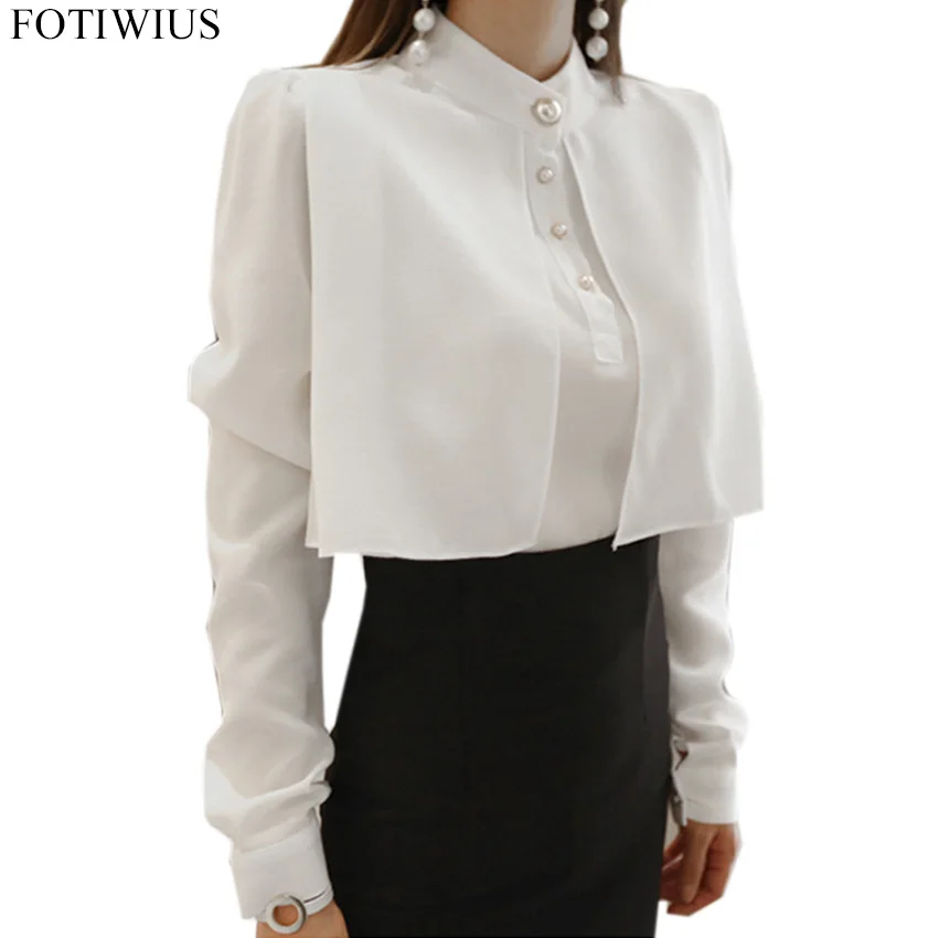 

Autumn Two Piece Set Women Long Sleeve Cape White Chiffon Shirt Black Bodycon Skirts 2 Piece Skirt Sets For Ladies Office Suits