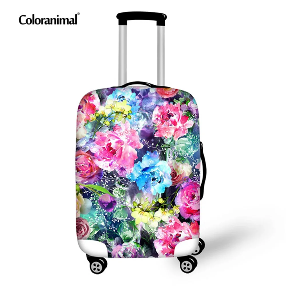 

Coloranimal Colorful Flower Pattern Thick Luggage Cover for 18-30 Inch Travel Trolley Suitcase Elastic Protect Dust Case Covers