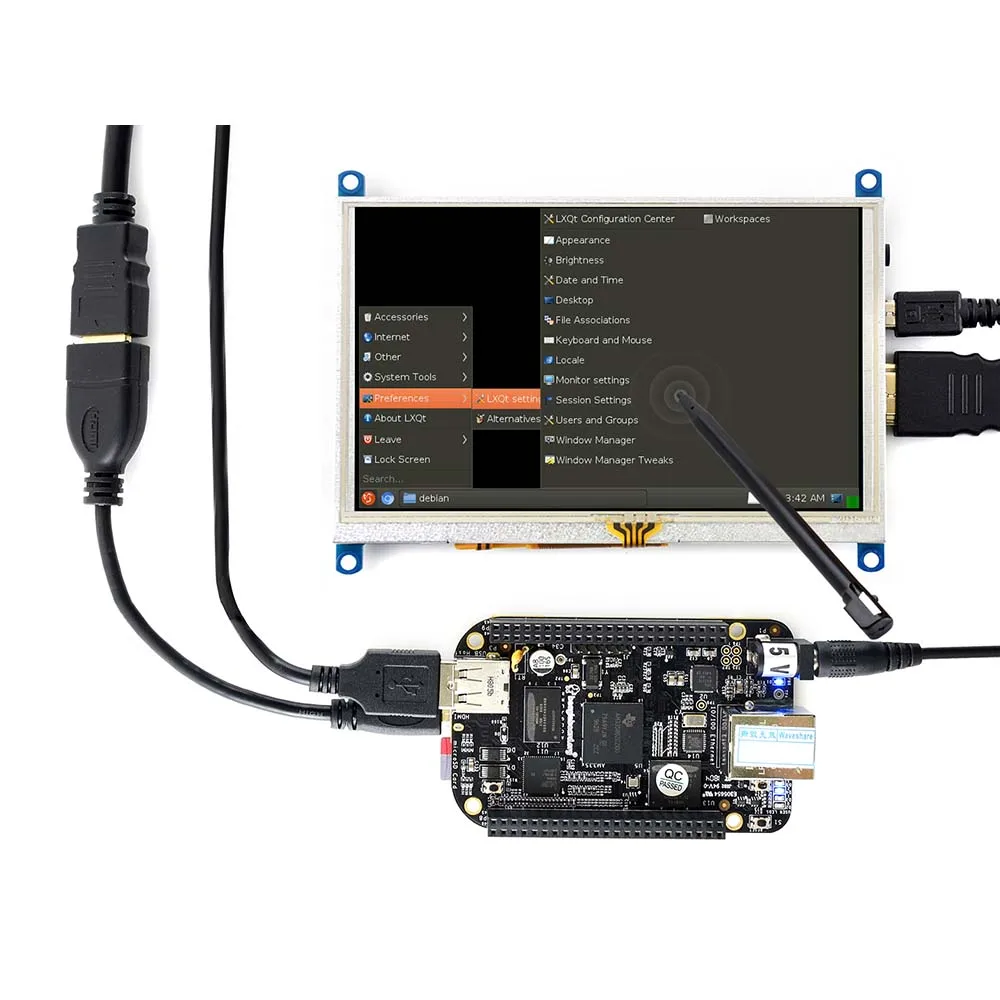 5 дюймов, 800x480, резистивный сенсорный ЖК-экран, интерфейс HDMI, поддержка Raspberry Pi, BB Черный, Banana Pi, Windows 10/8. 1/8/7