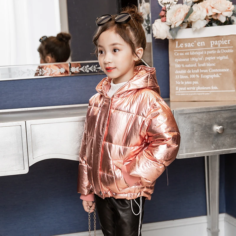 

4-11 years old Girls Winter coat Kids Children Outwear thickening Bright finish Casual windproof warmth trench All mach fashion