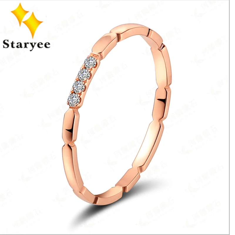 

Certified Pure 18K Rose Gold Diamond Wedding Band Rings For Women Engagement 0.04CT VS H Au750 Stamp Free Engraving Drop Ship
