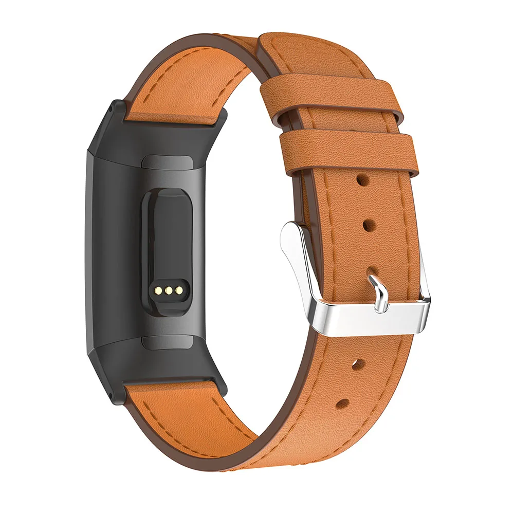 Замена для Fitbit Charge 3 полосы кожаный ремешок Сменные Смарт-часы для фитнеса с Нержавеющая оправа Charge 3