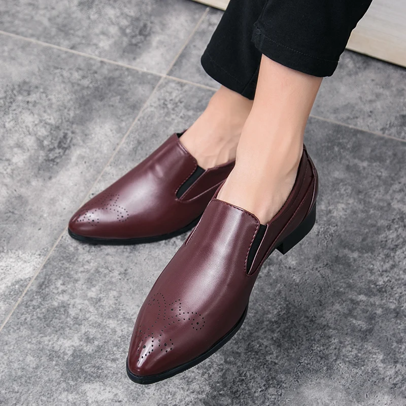 retro slip on leather shoes men luxury brand eurpean dress male footwear wedding elegant classic pointed oxford shoes for men (11)