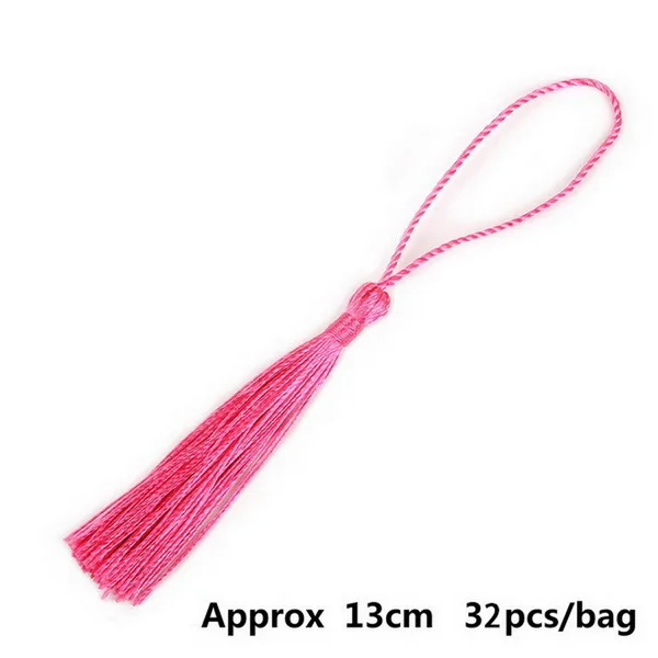 Fuchsia 32 шт./лот, 13 см, разноцветная хлопковая шелковая кисточка для сережек, Очаровательная подвеска, атласная кисточка для рукоделия, ювелирных изделий - Цвет: Fuchsia