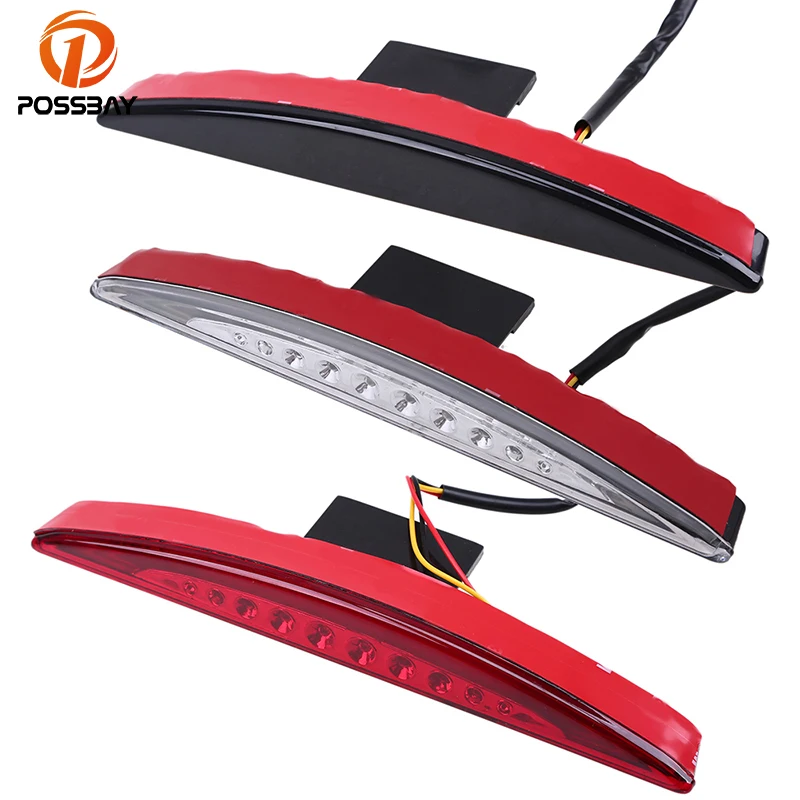 

POSSBAY Red/White/Black Lens Motorcycle Fender Rear Taillight LED Brake Tail Light Lamp for Harley Breakout FXSB Scooter Light