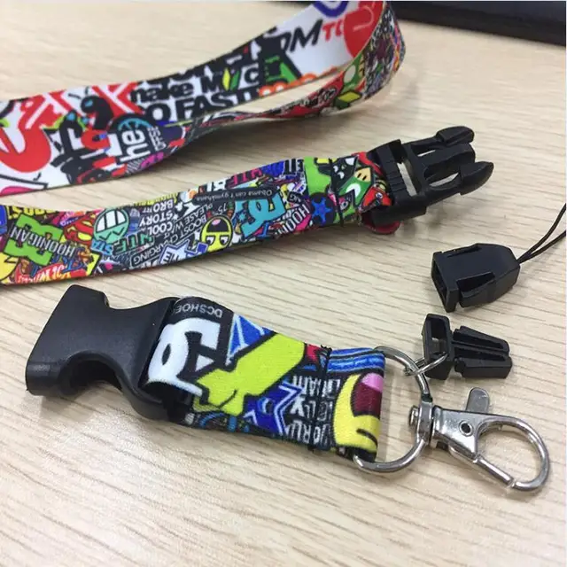 JDM Strap Graffiti Style Neck Strap 1 pc Key Rings JDM Lanyard Key