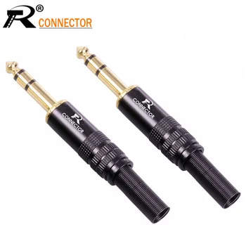 

10pcs/lot Jack 6.35mm 3 Poles Stereo Male Plug W/ Spring 8.5MM Cable Wire Connector Microphone 6.35mm Plug 1/4" Audio Connector