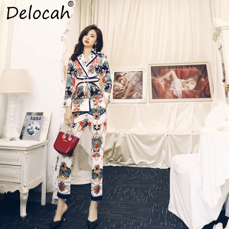 Женский костюм Delocah длинный винтажный с длинным рукавом и штанами|Спортивные