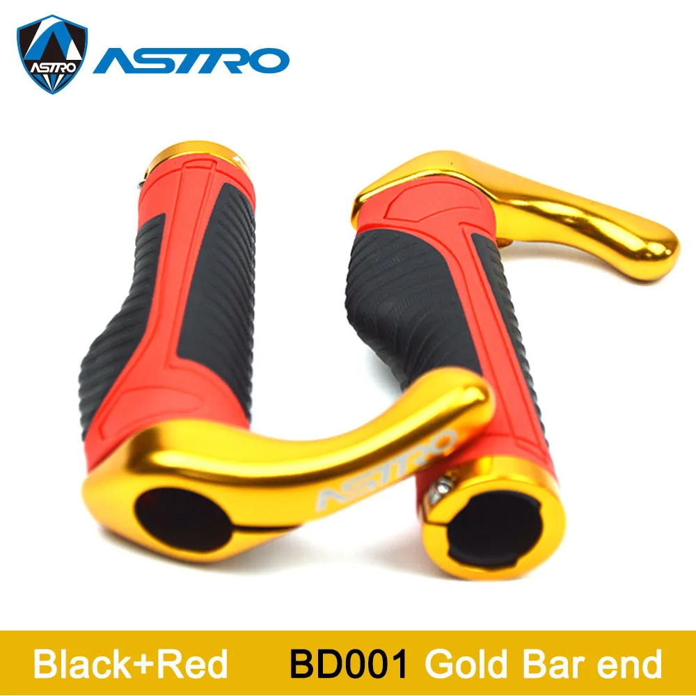 Astro руль для велосипеда, рукоятка для велосипеда, велосипедная рукоятка, прочная нескользящая резина, аксессуары для горного велосипеда, запчасти для велосипеда, 1 пара - Цвет: Red BD001 Gold